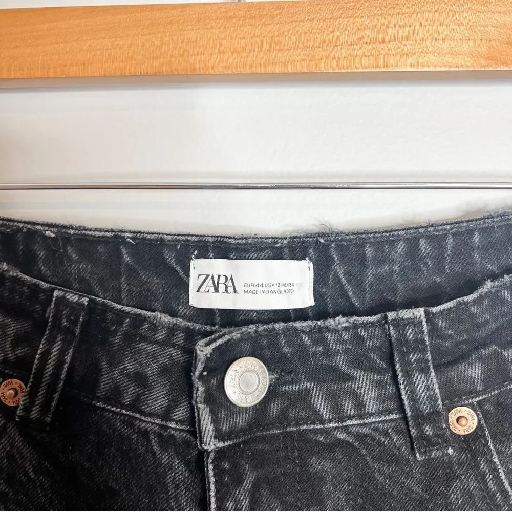 Zara Black Straight Leg Distressed Jeans - Picture 7 of 8